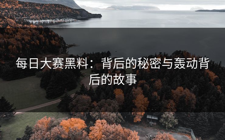 每日大赛黑料：背后的秘密与轰动背后的故事