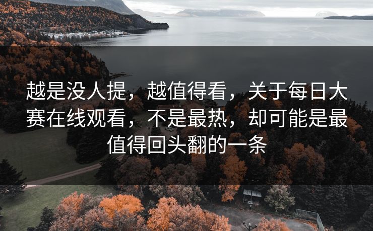 越是没人提，越值得看，关于每日大赛在线观看，不是最热，却可能是最值得回头翻的一条
